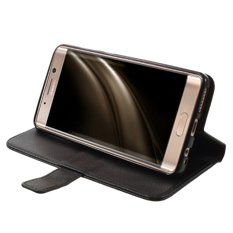 Litchi Texture Leather Wallet Stand Phone Case for Huawei Mate 9 Pro / Porsche Design - Black-4