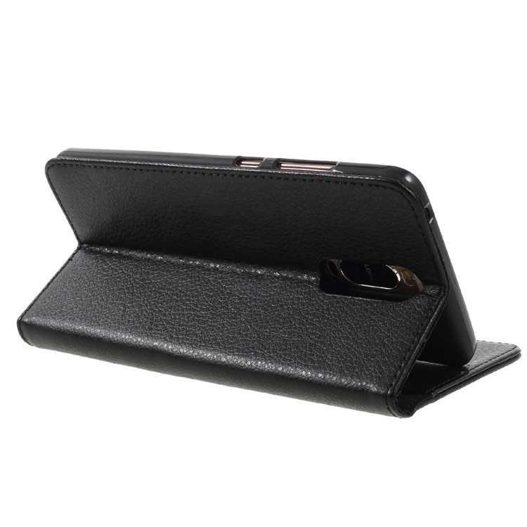 Litchi Texture Leather Wallet Stand Phone Case for Huawei Mate 9 Pro / Porsche Design - Black-5