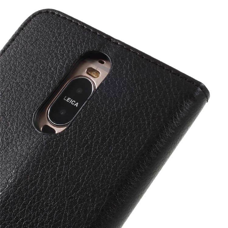 Litchi Texture Leather Wallet Stand Phone Case for Huawei Mate 9 Pro / Porsche Design - Black-8