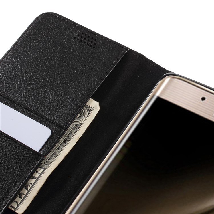 Litchi Texture Leather Wallet Stand Phone Case for Huawei Mate 9 Pro / Porsche Design - Black-9