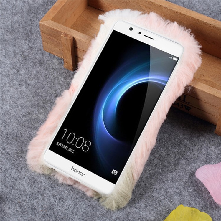 Colorful Rabbit Fur Diamante TPU Phone Case for Huawei Honor 8 - Pink / Green-2
