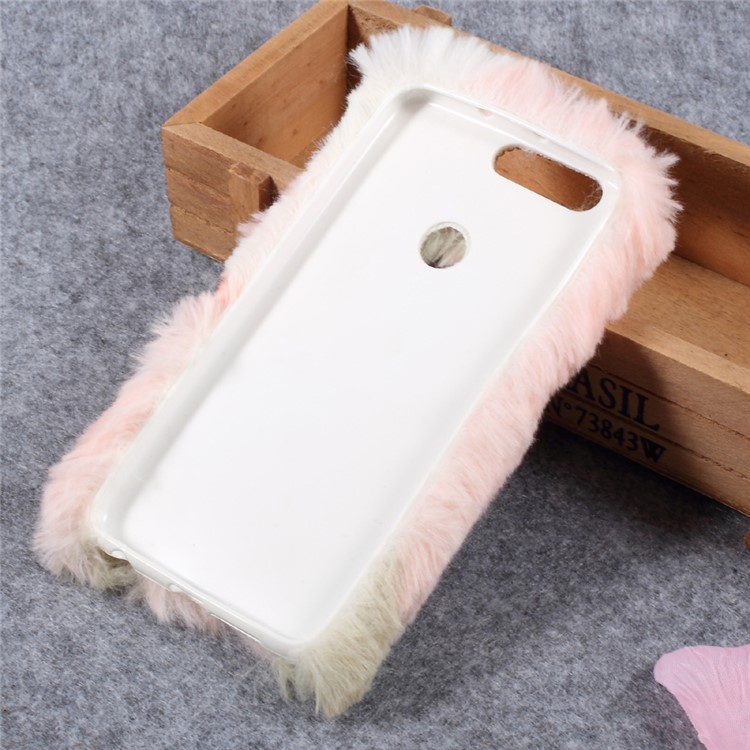 Colorful Rabbit Fur Diamante TPU Phone Case for Huawei Honor 8 - Pink / Green-6