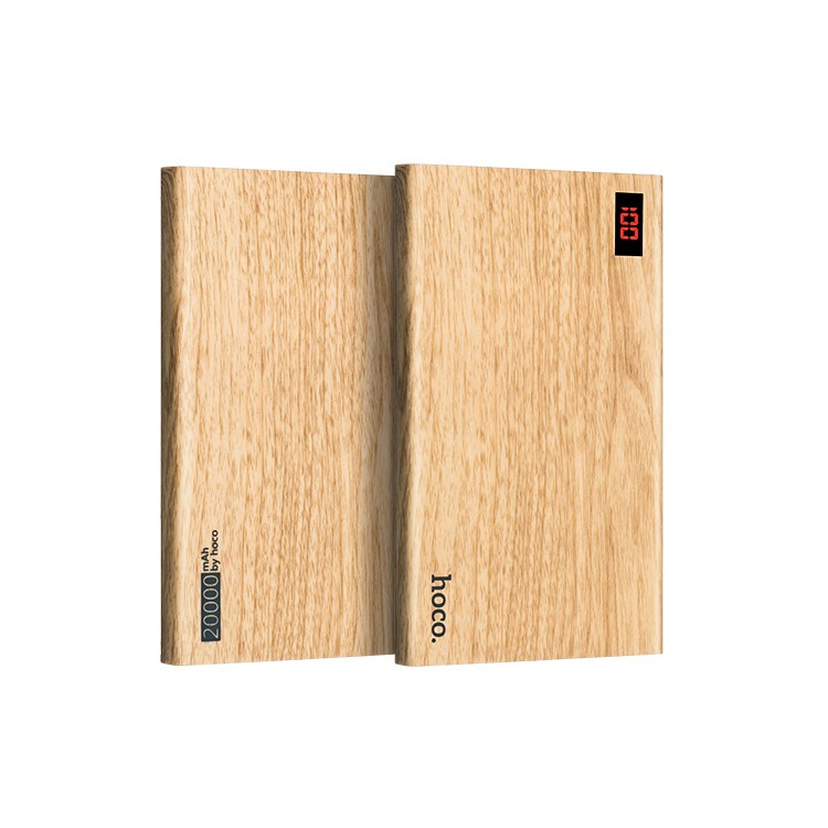 HOCO B17B 20000mAh 2.1A Wood Grain Dual-USB Power Bank Charger for iPhone iPad Samsung - Walnut-1