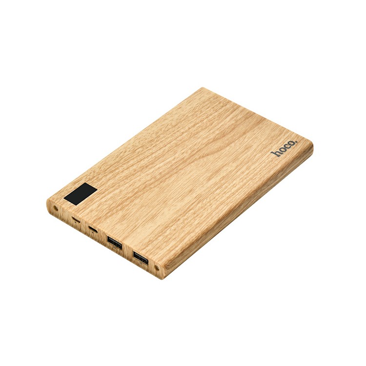 HOCO B17B 20000mAh 2.1A Wood Grain Dual-USB Power Bank Charger for iPhone iPad Samsung - Walnut-2