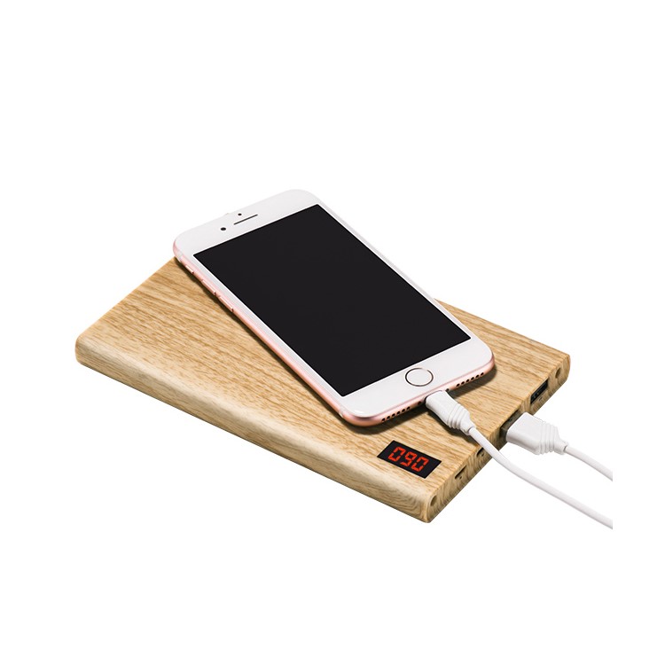 HOCO B17B 20000mAh 2.1A Wood Grain Dual-USB Power Bank Charger for iPhone iPad Samsung - Walnut-5