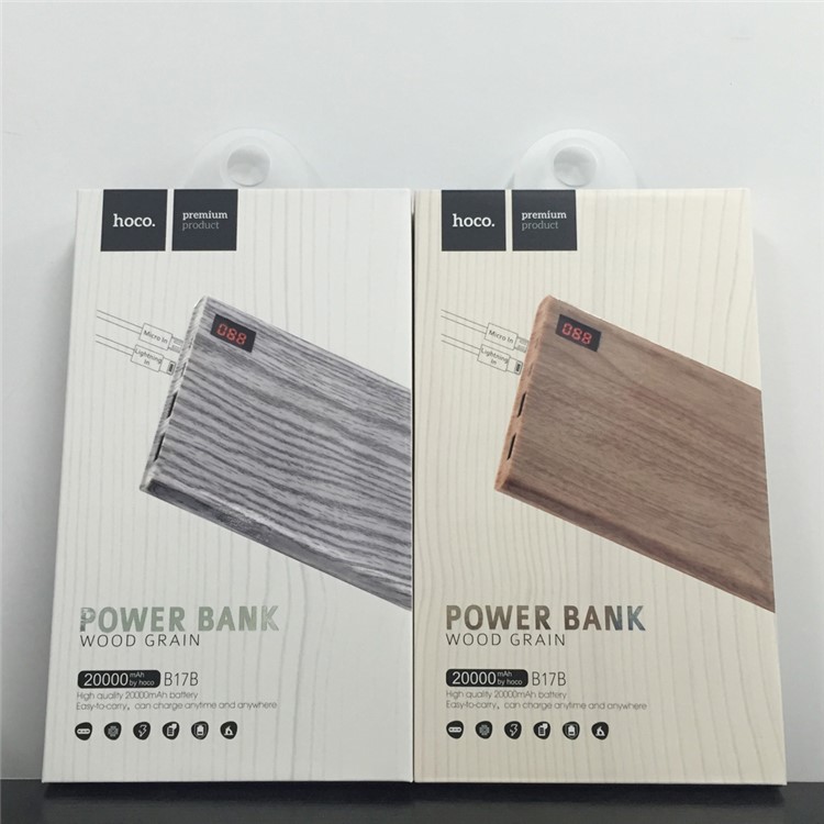 HOCO B17B 20000mAh 2.1A Wood Grain Dual-USB Power Bank Charger for iPhone iPad Samsung - Walnut-8