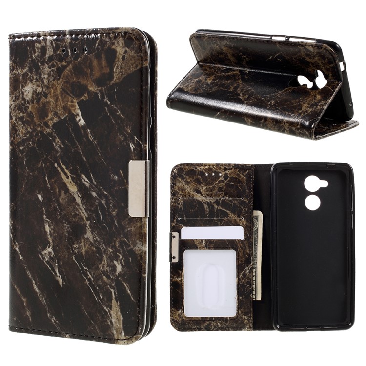 Marble Grain Wallet Leather Stand Case for Huawei Enjoy 6s - Black-1