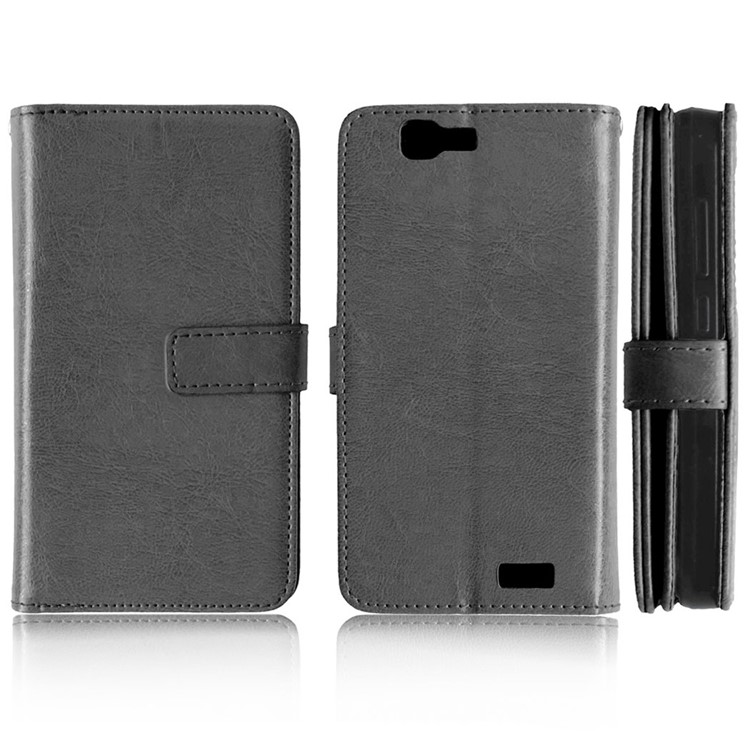 Multi 9 Card Slots Crazy Horse Leather Wallet Stand Case for Huawei Ascend G7 - Black-3