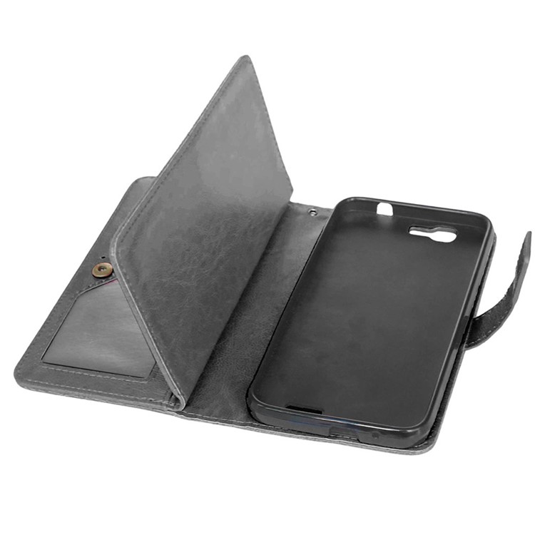 Multi 9 Card Slots Crazy Horse Leather Wallet Stand Case for Huawei Ascend G7 - Black-7