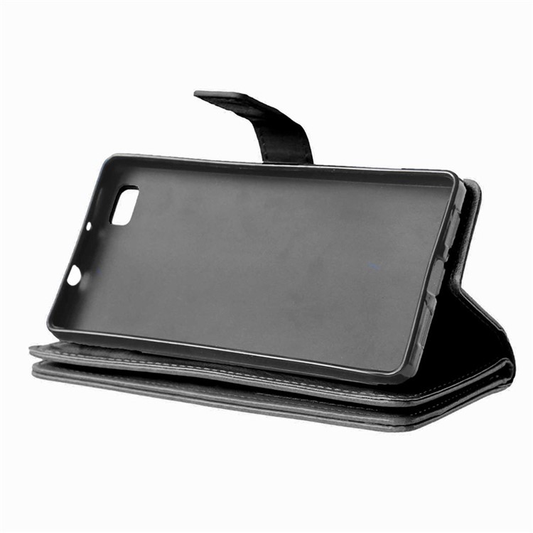 9 ID/Credit Card Slots Crazy Horse Leather Wallet Case for Huawei P8 Lite - Black-5