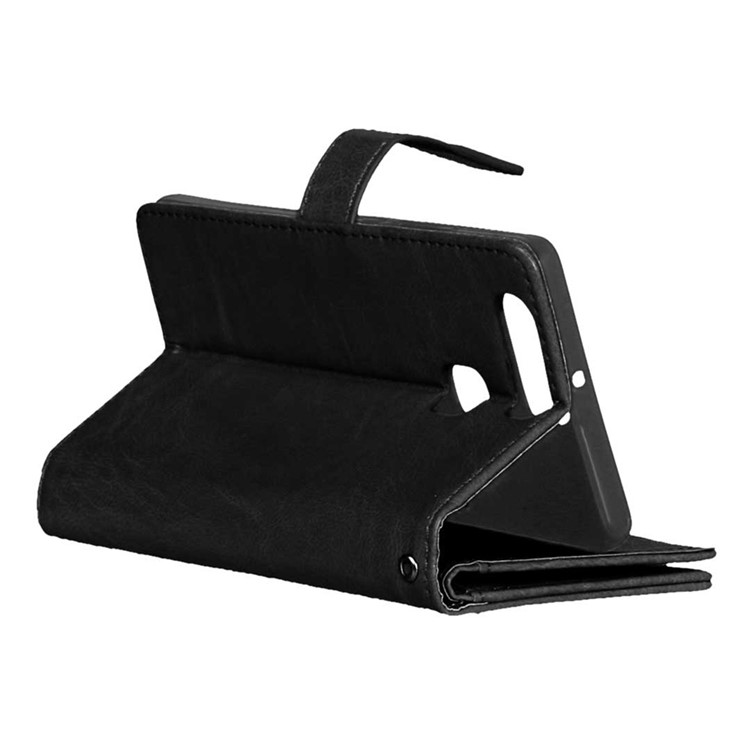 For Huawei P9 Wallet 9 Card Slots Crazy Horse Leather Mobile Phone Case - Black-6