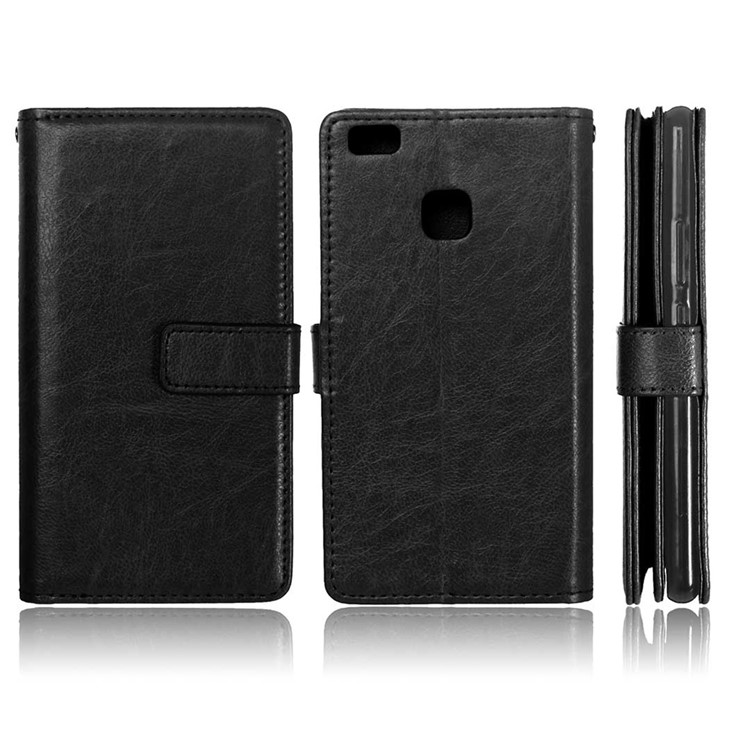 9 Card Slots Wallet Crazy Horse Leather Mobile Case for Huawei P9 Lite / G9 Lite - Black-2