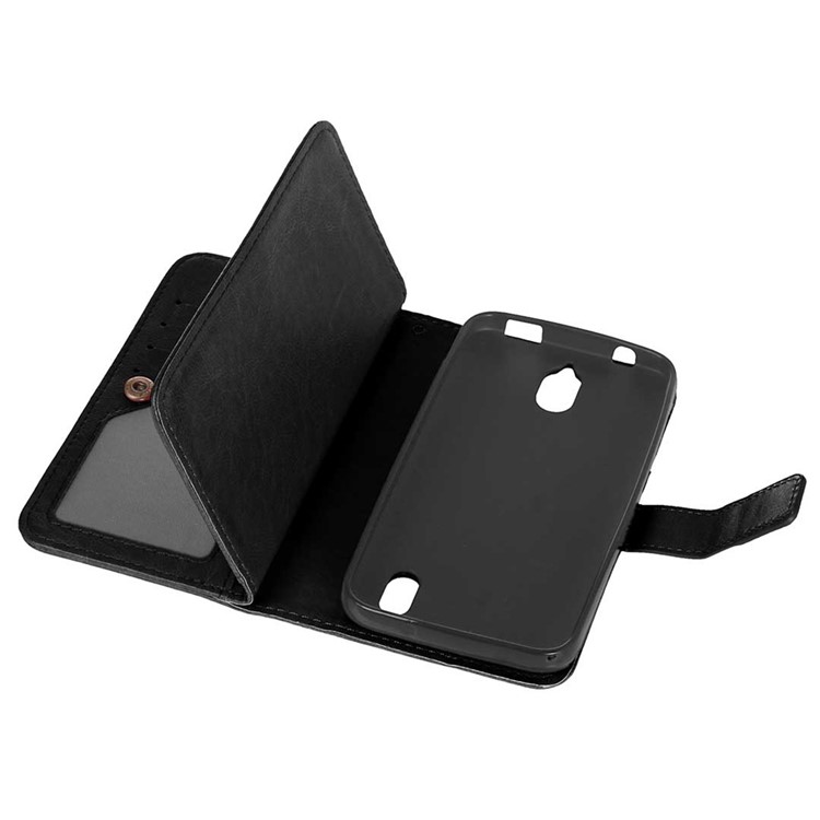 For Huawei Y625 Multiple 9 Card Slots Crazy Horse Leather Wallet Case - Black-3