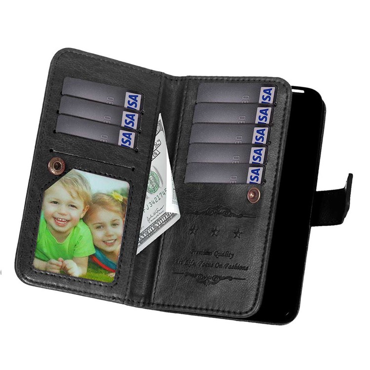 For Huawei Y625 Multiple 9 Card Slots Crazy Horse Leather Wallet Case - Black-6