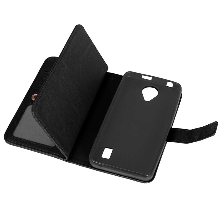 9 Photo/Card Slots Crazy Horse Leather Wallet Case for Huawei Y635 - Black-3