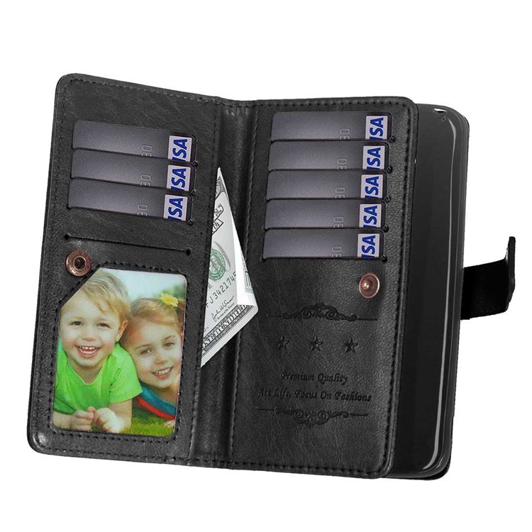 9 Photo/Card Slots Crazy Horse Leather Wallet Case for Huawei Y635 - Black-6