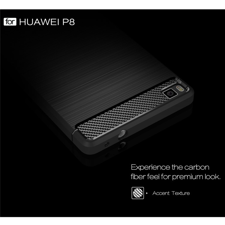 Carbon Fibre Brushed TPU Gel Case for Huawei Ascend P8 - Black-3
