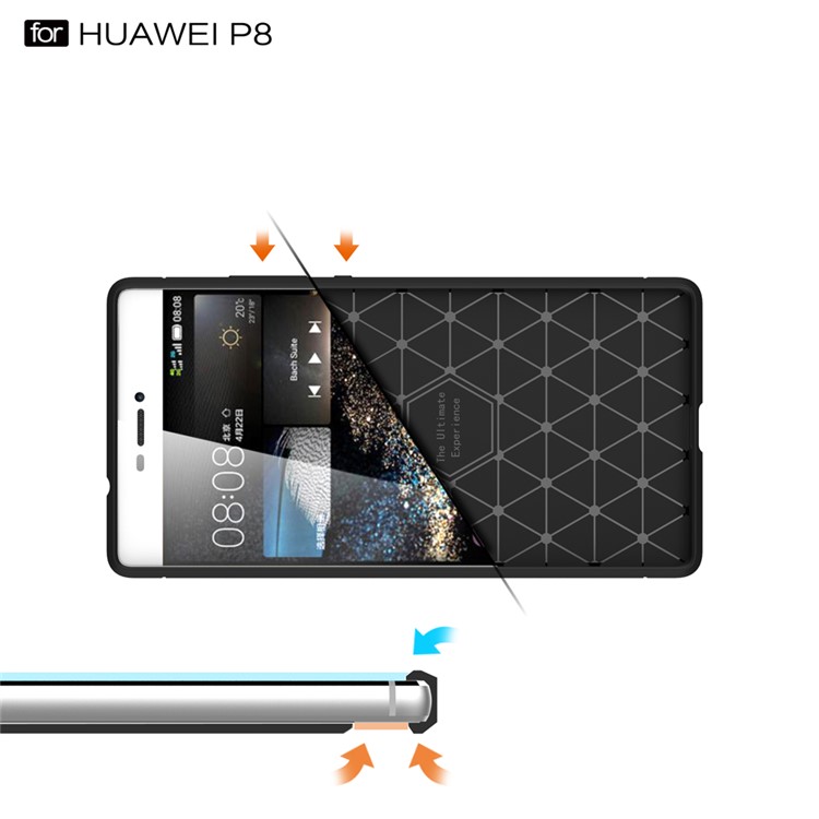 Carbon Fibre Brushed TPU Gel Case for Huawei Ascend P8 - Black-7