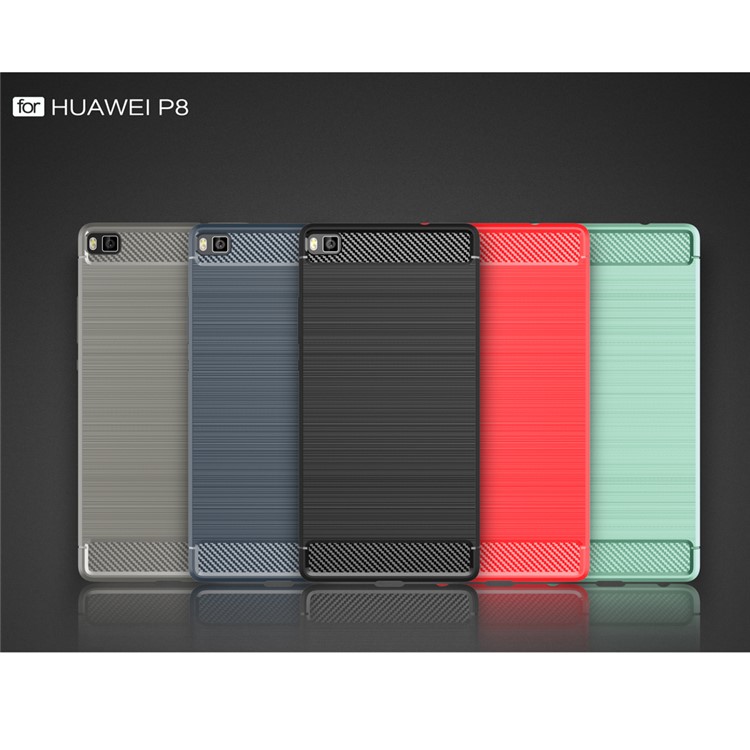 Carbon Fibre Brushed TPU Gel Case for Huawei Ascend P8 - Black-9