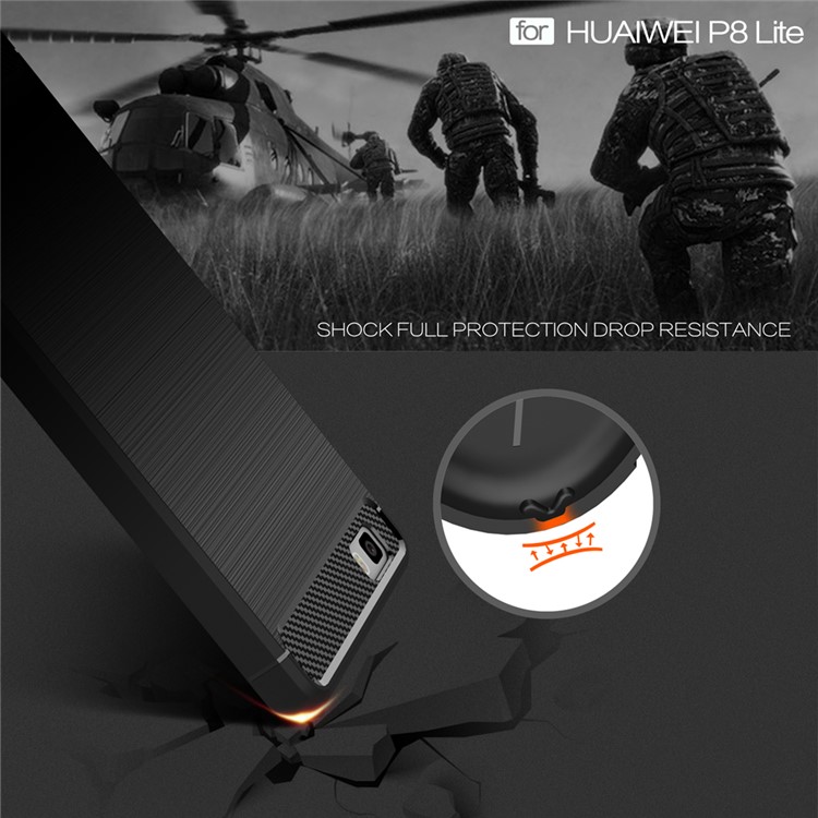 Carbon Fibre Brushed TPU Case for Huawei P8 Lite - Black-5