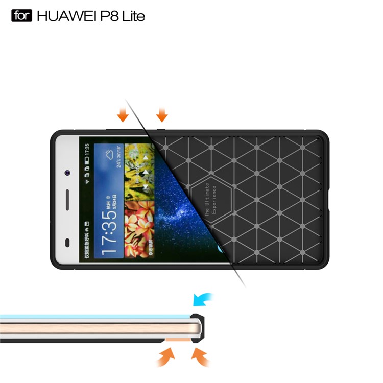 Carbon Fibre Brushed TPU Case for Huawei P8 Lite - Black-7