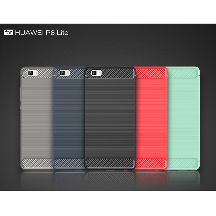 Carbon Fibre Brushed TPU Case for Huawei P8 Lite - Black-9