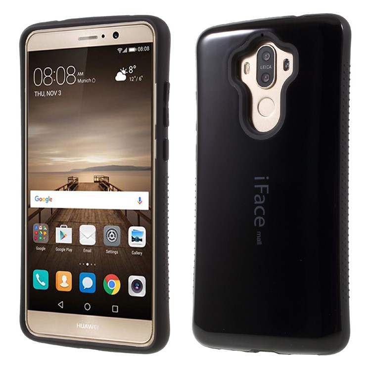 IFACE MALL for Huawei Mate 9 Glossy PC + TPU Hybrid Mobile Case - Black-1
