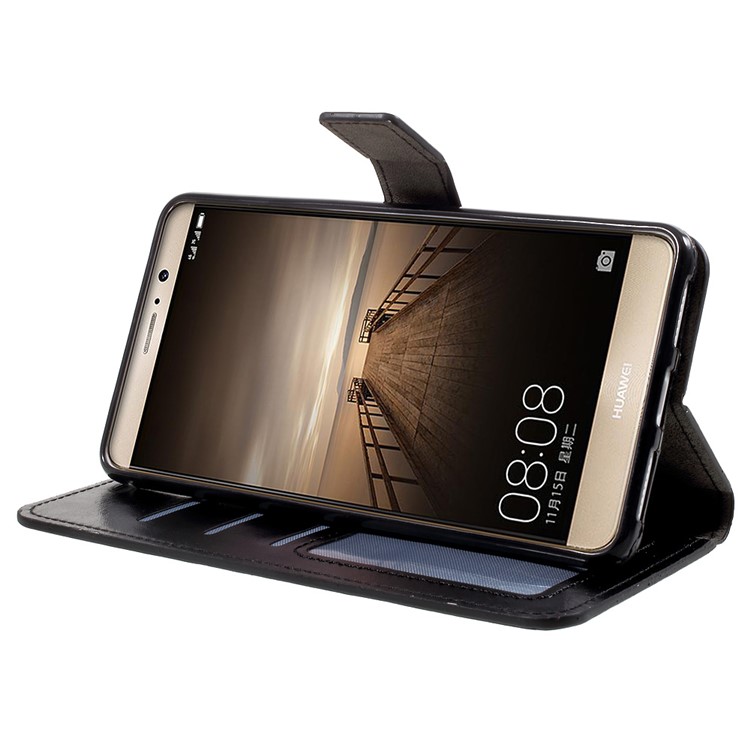 Crazy Horse Photo Slot Wallet Leather Case Stand for Huawei Mate 9 - Black-4