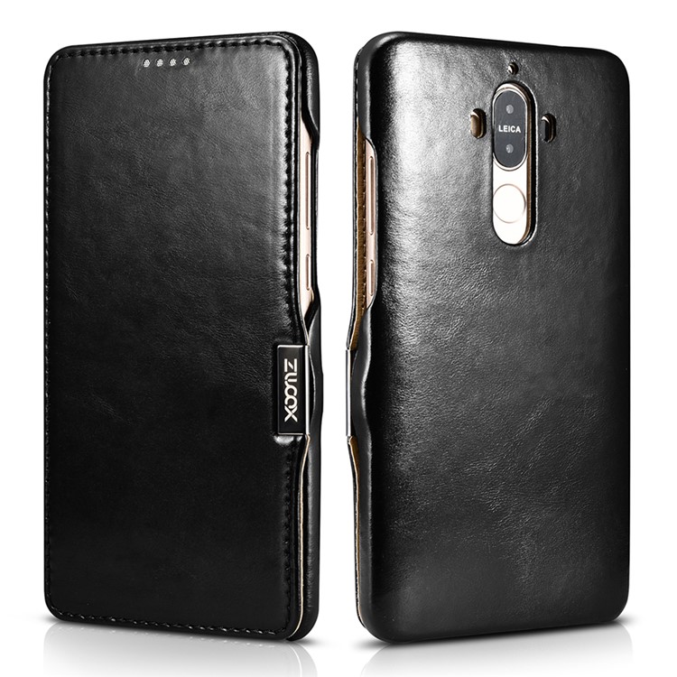 XOOMZ Retro Smooth Genuine Leather Flip Case for Huawei Mate 9 - Black-1