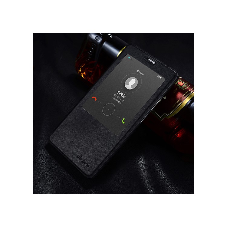SULADA for Huawei Mate 8 Awakening View Window Leather Smart Case Stand - Black-1