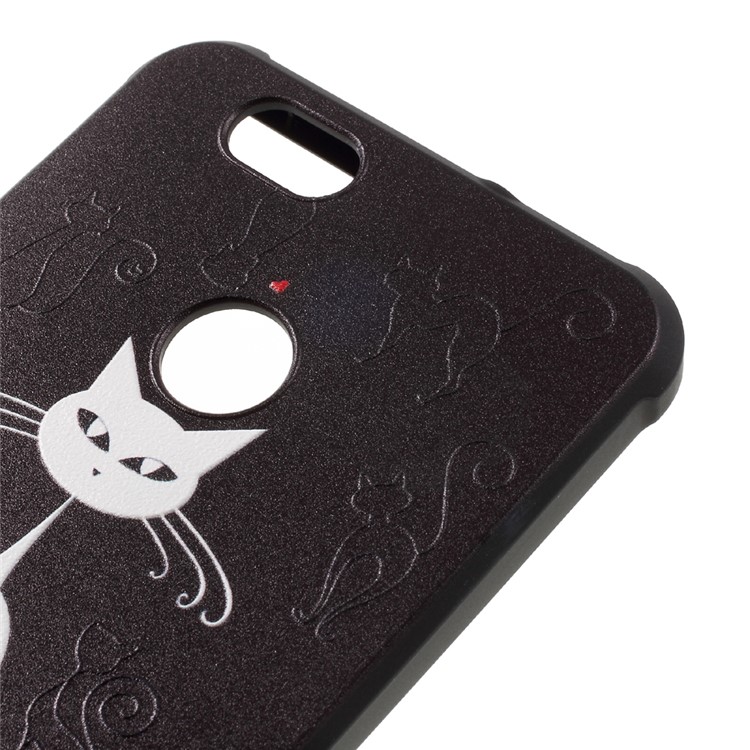 Wrapped Edges Embossed TPU Mobile Phone Case for Huawei nova - White Cat-4