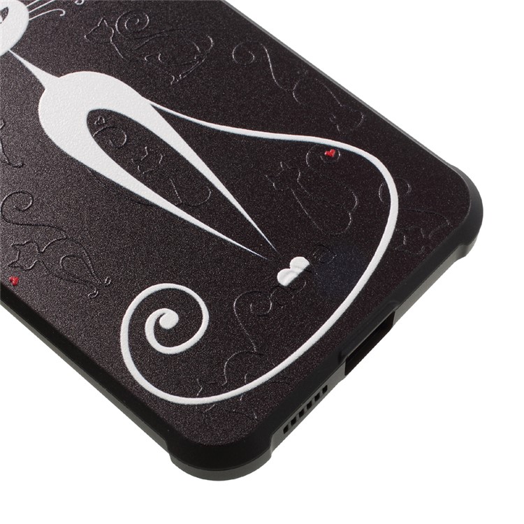 Wrapped Edges Embossed TPU Mobile Phone Case for Huawei nova - White Cat-5