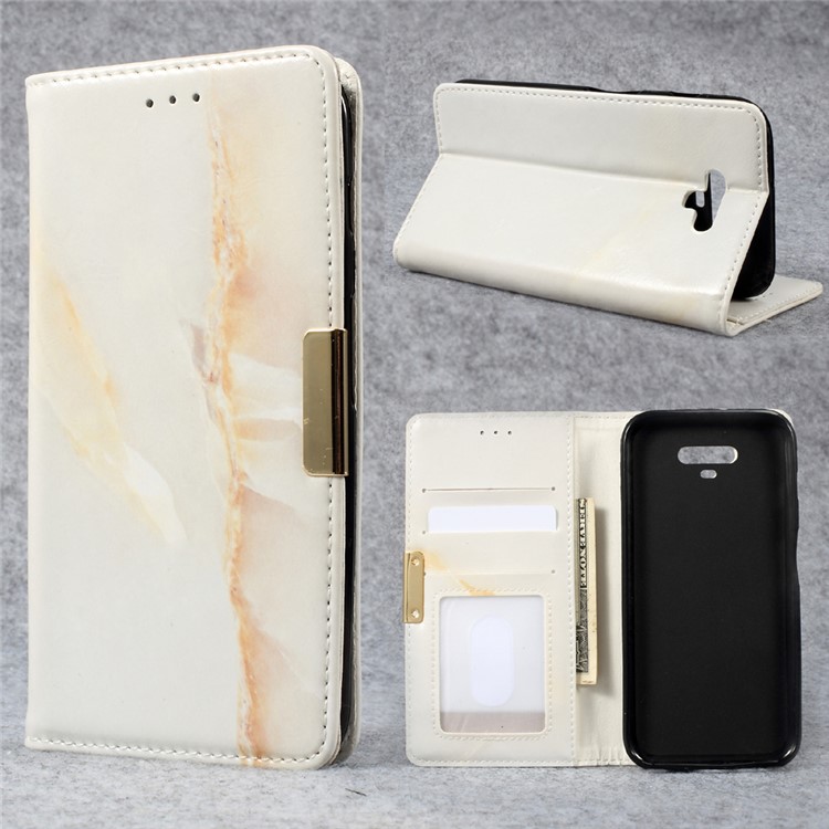 Marble Grain Wallet Leather Phone Case for Huawei Honor Magic - Light Brown-1