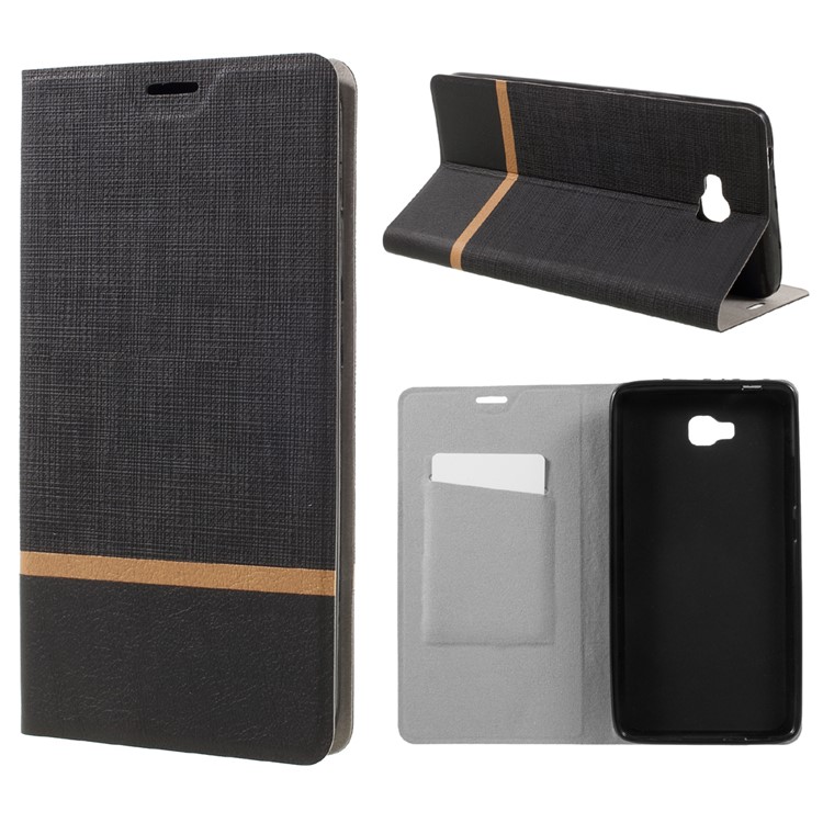 Contrast Color Cross Texture Leather Case for Huawei Ascend XT Built-in Steel Sheet - Black-1