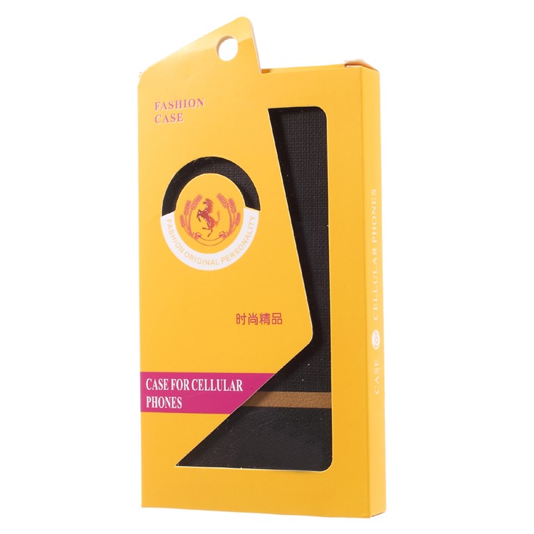 Contrast Color Cross Texture Leather Case for Huawei Ascend XT Built-in Steel Sheet - Black-11