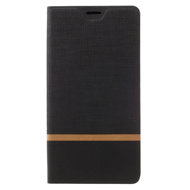 Contrast Color Cross Texture Leather Case for Huawei Ascend XT Built-in Steel Sheet - Black-3