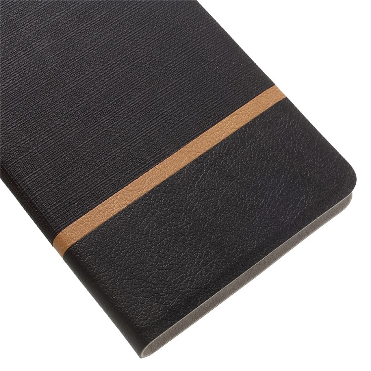 Contrast Color Cross Texture Leather Case for Huawei Ascend XT Built-in Steel Sheet - Black-7