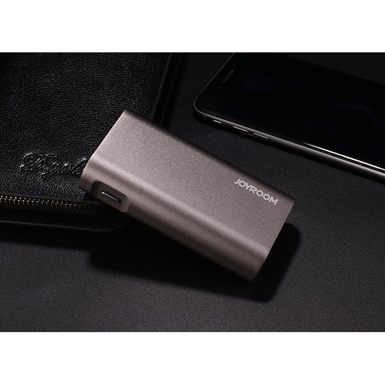 JOYROOM D-M127 5000mAh Metal Skin Dual USB Power Bank with LED Flashlight for iPhone Samsung - Grey-3