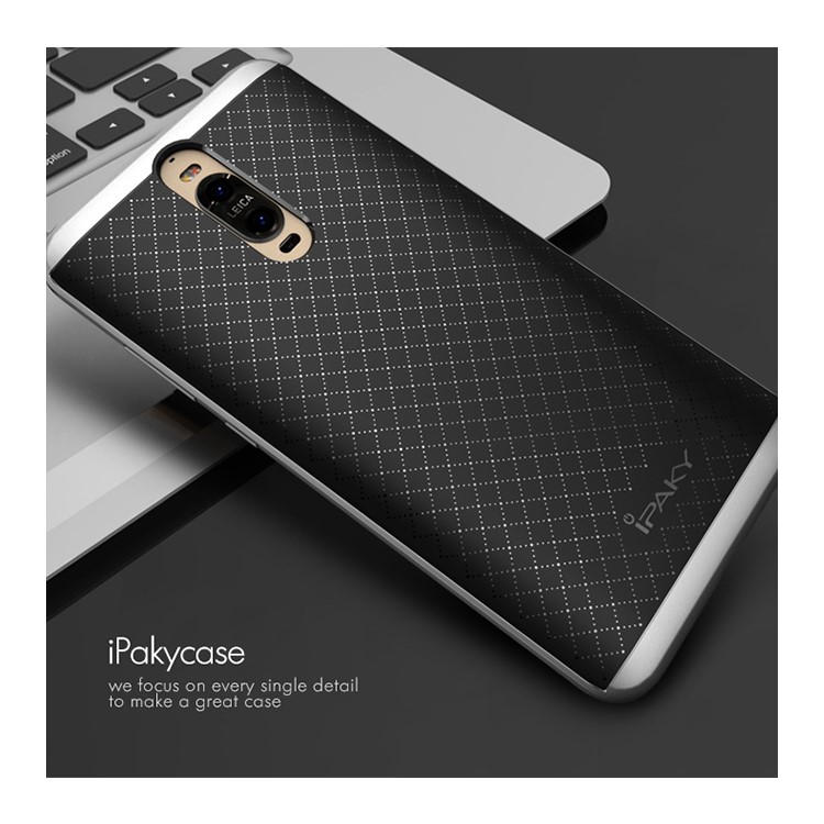 IPAKY PC Bumper + TPU Back Case for Huawei Mate 9 Pro/Porsche Design - Silver-2