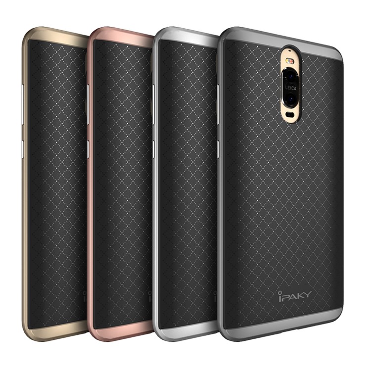 IPAKY PC Bumper + TPU Back Case for Huawei Mate 9 Pro/Porsche Design - Silver-4