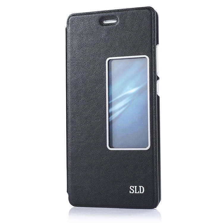 SULADA Dual Window View Smart Leather Mobile Cover for Huawei P9 - Black-1
