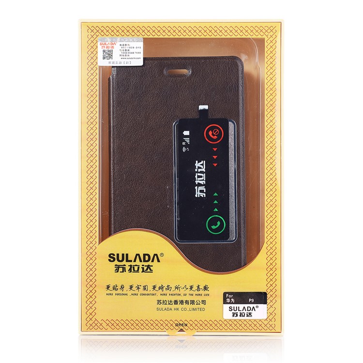 SULADA Dual Window View Smart Leather Mobile Cover for Huawei P9 - Black-5