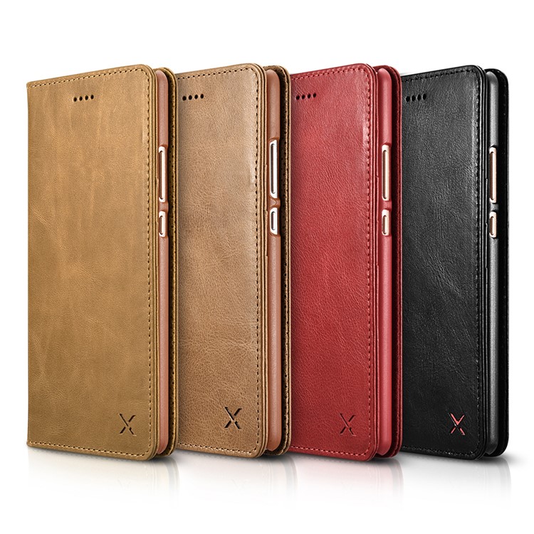 XOOMZ Auto-absorbed Genuine Leather Wallet Stand Cellphone Case for Huawei P9 - Black-3