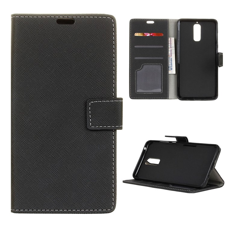 Cross Texture Flip Stand Leather Wallet Case for Huawei Mate 9 Pro/ Porsche Design - Black-1