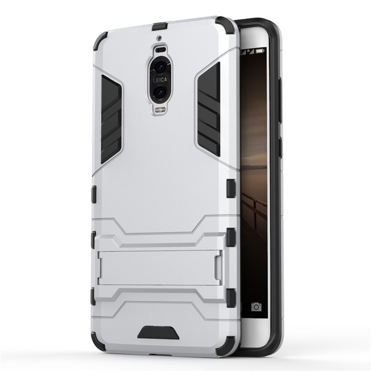 Solid Kickstand PC + TPU Hybrid Case for Huawei Mate 9 Pro/ Porsche Design - Silver-1