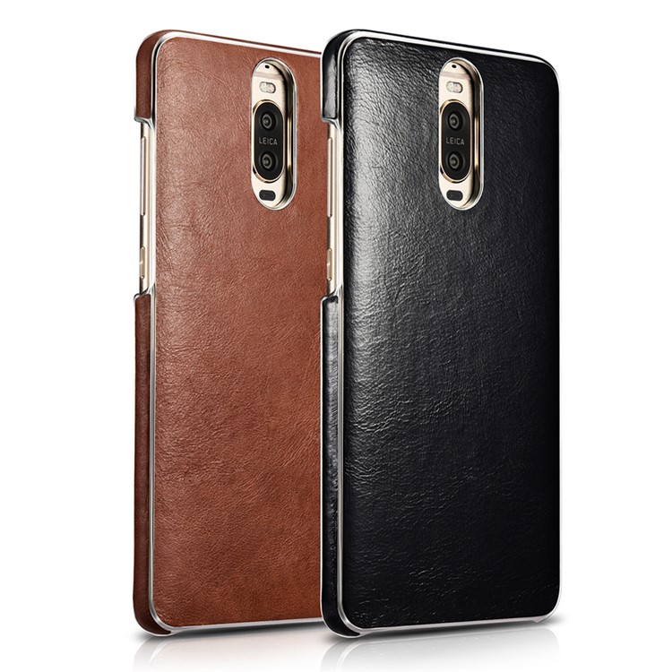 XOOMZ Plated Genuine Leather Skin PC Hard Phone Case for Huawei Mate 9 Pro / Mate 9 Porsche Design - Black-5