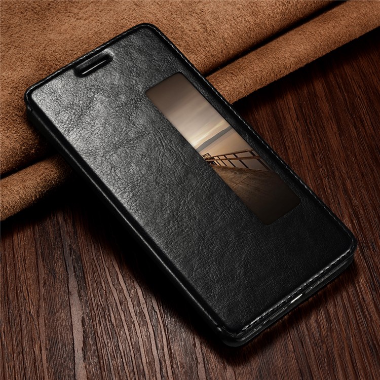 XOOMZ View Window Leather Smart Flip Cover for Huawei Mate 9 Pro / Mate 9 Porsche Design - Black-2