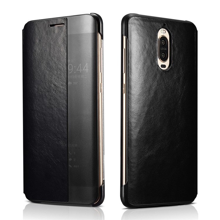 XOOMZ View Window Genuine Leather Smart Flip Cover for Huawei Mate 9 Pro / Mate 9 Porsche Design - Black-1