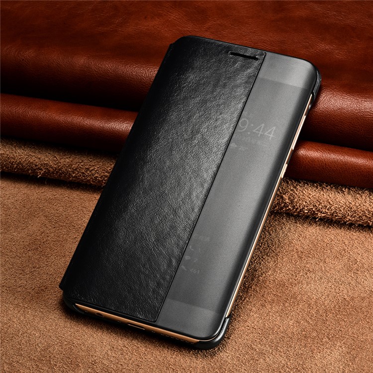 XOOMZ View Window Genuine Leather Smart Flip Cover for Huawei Mate 9 Pro / Mate 9 Porsche Design - Black-2