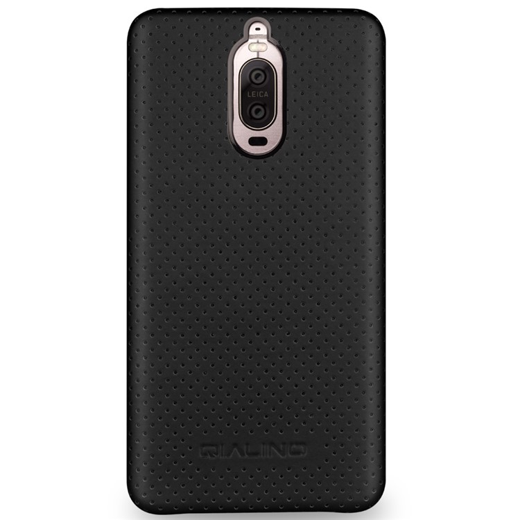 QIALINO Mesh Design Genuine Leather Coated PC Cell Phone Case for Huawei Mate 9 Pro / Mate 9 Porsche Design - Black-3